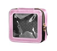 Yuiboo Clear Makeup Bag Small Pure Solid Color Hot Peach Makeup Organizer Flying Solid Color Pure Peach Smooth, 5.1" x 4.7" x 2.2", Art Deco, Solid Color Pure Peach Plain, 5.1" x 4.7" x 2.2", Art Deco
