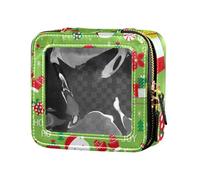Yuiboo Clear Makeup Bags Cute Christmas Icon Green Happy Holiday Cartoon Toiletry Bag Nail Polish Organizer Bag for Women, cute christmas icon green happy Holiday cartoon, 5.1" x 4.7" x 2.2", Art Deco