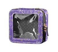 Yuiboo Clear Makeup Bags Purple White Gold Heart Romantic Valentine Days Toiletry Bag Skin Care Bag for Travel, Purple white gold heart romantic valentine days, 5.1" x 4.7" x 2.2", Art Deco