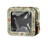 Yuiboo Clear Mini Makeup Bag Vintage Flowers Rustic Light Green Toiletry Bag Cosmetic Bag with Zipper for Flying, vintage Flowers rustic753, 5.1" x 4.7" x 2.2", Art Deco