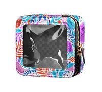 Yuiboo Clear Small Makeup Bag for Wallet Exotic Tropical Leaves Colorful Travel Toiletry Bag Mini Makeup Containers for Flying, Exotic Tropical Leaves Colorful, 5.1" x, Exotic tropical leaves