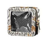 Yuiboo Clear Small Makeup Bag Happy Thanksgiving Autumn Orange Floral Toiletry Bag with Zipper Small Cosmetic Bag for Purse for Travel, Happy Thanksgiving autumn79, 5.1" x 4.7" x 2.2", Art Deco