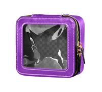 Yuiboo Clear Travel Makeup Dark Orchid Purrple Toiletry Bag With Zipper Travel Cosmetic Case For Flying, DarkOrchid, 5.1" x 4.7" x 2.2", Art Deco, DarkOrchid, 5.1" x 4.7" x 2.2", art deco