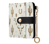 Yuiboo Colorful Sea Creature Ocean Women's Folding Card Wallet Unique Compact Magnetic Snap Closure as Gift, Boho Cactus Skull, One Size, Art Deco