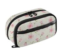 Yuiboo Cream Base Soft Blush Tiny Rose with Double Zipper Pencil pouching Portable Large Capacity Wear Resistant forAdult Office