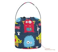 Yuiboo Crochet Bag Colorful Cute Monsters Yarn Organizer Bag with Holes Crocheting Bag for Knitting Kit Crochet Accessories