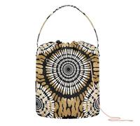 Yuiboo Crochet Bags abstract Circles Black White Gold Small Yarn Storage Portable Crochet Tote for Knitting Tool Knitting Organizer