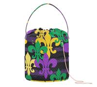 Yuiboo Crochet Bags Mardi Gras Royal Fleur De Lis Grunge Stripes Black Crochet Travel Bag with Holes Needle Storage for Crochet Carrier Crochet Accessory