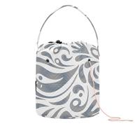 Yuiboo Crochet Bags Modern Arabian Style Gray Texture Crochet Project Bag with Holes Travel Storage for Travel Crochet Yarn Craft