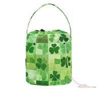 Yuiboo Crochet Bags St. Patrick's Day Lucky Green Clover Crochet Hook Case with Holes Travel Storage for Knitting Tool Knitting Accessory