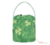 Yuiboo Crochet Bags St. Patrick's Day Lucky Green Clover Storage Organizer Bag Portable Crocheting Bag for Crochet Hook Yarn Organizer