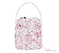 Yuiboo Crochet Bags Valentine's Day Heart Gifts Sweets Love Peach Crochet Knitting Bag with Holes Craft Bag for Yarn Balls Crochet Project