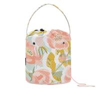 Yuiboo Crochet Bags Vintage Peach Rose Flower Modern Knitting Bag Yarn Storage Portable Craft Bag for Art Supply Storage Crochet