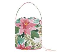 Yuiboo Crochet Bags Watercolor Christmas Flower Poinsettia Spruce Tote Bag Yarn Portable Craft Bag for Knitting Needles Knitting Supplies