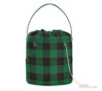 Yuiboo Crochet Storage Buffalo Plaid Black Green Merry Christmas Bags For Crocheting with Holes Travel Bag for Knitting Needles Knitting Organizer