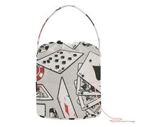 Yuiboo Crochet Storage Grey Casino Gambling Storage Tote Bag with Holes Travel Bag for Needle Holder Knitting Accessory