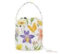 Yuiboo Crochet Storage Prince Edward Island Beauty Summer Flowers Bag with Yarn with Holes Needle Storage for Crochet Tool Knitting Supplies