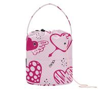 Yuiboo Crochet Storage Valentine's Day Gifts love reds Peach Yarn Project Bag Portable Crochet Tote for Knitting Tools Knitting