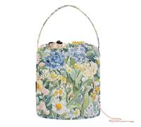 Yuiboo Crochet Tote Bag Austria Edelweiss Beauty Summer Flowers Colorful Yarn Ball Holder Portable Storage Bags for Knitting Tool Yarn Craft