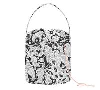 Yuiboo Crochet Tote Bag Black White Monsters Knitting Tote Bag Portable Storage Bag for Knitting Needles Knitting Organizer