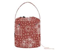 Yuiboo Crochet Tote Bag Doodle Holiday Merry Christmas Red Knitting Crochet Bag with Holes Crochet Tote for Knitting Kit Knitting Supply