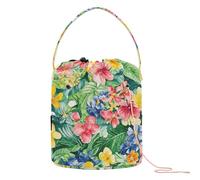 Yuiboo Crochet Tote Bag Jamaica Lignum Vitae Beauty Summer Flowers Crochet Organizer Bag Portable Craft Bag for Knit Crochet Knitting Storage