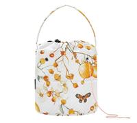Yuiboo Crochet Tote Bag Sweet Berry Fruit Gold White Crochet Yarn Holder Portable Needle Storage for Needle Holder Craft Organizers