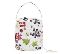 Yuiboo Crochet Tote Bag Sweet Berry Fruit White Crochet Yarn Bags with Holes Travel Storage for Crochet Carrier Storage Crochet