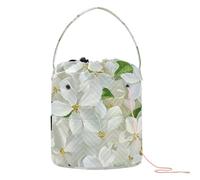Yuiboo Crochet Tote Bag Tunisia Jasmine Beauty Summer Flowers Green Crochet Supply Bag with Holes Craft Bag for Crochet Tools Knitting Storage