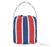 Yuiboo Crochet Yarn Bag American Flag 4th July Blue Red Stripes Yarn Bag Organizer Portable Storage Bags for Crochet Carrier Crochet Project