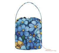 Yuiboo Crochet Yarn Bag Beauty Spring Flowers Alaska Forget-me-not Blue Tote Bag Yarn Portable Crochet Tote for Art Supply Crochet Travel