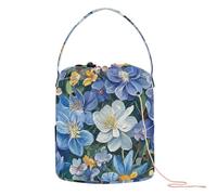 Yuiboo Crochet Yarn Bag Beauty Spring Flowers Colorado Blue Columbine Yarn Carrier Bag with Holes Crochet Tote for Knitting Kit Crochet Accessories