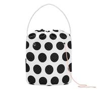 Yuiboo Crochet Yarn Bag Black White Scandinavian Dots Crochet Project Bag with Holes Storage Bags for Crochet Hook Craft Organizers