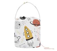 Yuiboo Crochet Yarn Bag Bright Rockets Planet Doodle Yarn Project Bag Portable Travel Storage for Travel Crochet Knitting