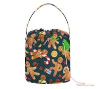 Yuiboo Crochet Yarn Bag Christmas Cookies Gingerbread Man Girl Dancing Yarn Holder Crocheting with Holes Crochet Tote for Needle Holder Knitting Crochet
