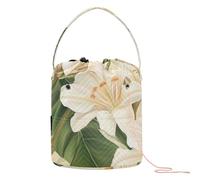 Yuiboo Crochet Yarn Bag Cuba White Ginger Lily Beauty Summer Flowers Storage Organizer Bag with Holes Needle Storage for Art Supply Crochet Supply