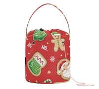 Yuiboo Crochet Yarn Bag Cute Gingerbread Santa Claus Christmas Tree Red Travel Organizer Bag with Holes Travel Storage for Art Supply Crochet Craft
