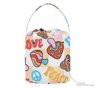 Yuiboo Crochet Yarn Bag Funny Crazy Magic Safari Mushroom Love Peace Bag Yarn Storage Organizer Portable Crochet Tote for Knitting Needles Crocheting Accessories