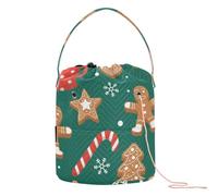 Yuiboo Crochet Yarn Bag Gingerbread Merry Christmas Green Travel Organizer Bag with Holes Travel Storage for Crochet Needle Craft Organizers