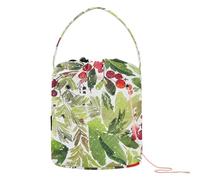 Yuiboo Crochet Yarn Bag Merry Christmas Green Leaves Berries Berries Spruce Yarn Bags Crocheting Portable Crochet Tote for Crochet Hook Knitting Accessories