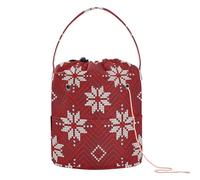 Yuiboo Crochet Yarn Bag Merry Christmas Red Tote Bag Yarn Portable Storage Bag for Knitting Tool Travel Knitting