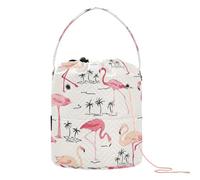 Yuiboo Crochet Yarn Bag Peach Flamingo Hope Retro Tree Crochet Hook Organizer Portable Storage Bag for Crochet Tool Knitting Storage