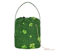 Yuiboo Crochet Yarn Bag St. Patrick's Day Lucky Green Clover Knitting Project Bags Portable Travel Bag for Crochet Tools Yarn Accessory