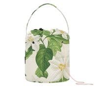 Yuiboo Crochet Yarn Bag Tunisia Jasmine Beauty Summer Flowers Green Yarn Organizer Bag Portable Needle Storage for Crochet Tool Crochet Project