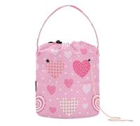 Yuiboo Crochet Yarn Bag Valentine's Day Cute Hearts Fashions Peach Crochet Bag Kit Portable Storage Bag for Needle Holder Knitting Organizer