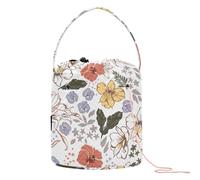 Yuiboo Crochet Yarn Bag Vintage Blooming Garden Flower White Crochet Bag Yarn with Holes Storage Bag for Knitting Kit Storage Crochet
