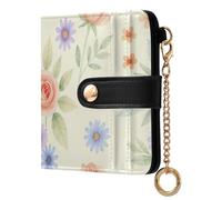 Yuiboo Dark Burgundy Roses Ladies Premium Foldable Wallet Portable PU Leather 7 Card Slots for Daily Use, Soft Pastel Roses, One Size, Art Deco