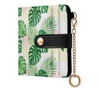 Yuiboo Dark Green Fern Leaves Ladies Lightweight Foldable Wallet Portable Compact 7 Card Slots for Shopping, Monstera Palm, One Size, Art Deco