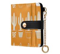 Yuiboo Dark Green Fern Leaves Ladies Lightweight Foldable Wallet Portable Compact 7 Card Slots for Shopping, Minimal Potted Cactus, One Size, Art Deco