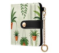 Yuiboo Dark Green Fern Leaves Ladies Lightweight Foldable Wallet Portable Compact 7 Card Slots for Shopping, Hanging Houseplants, One Size, Art Deco